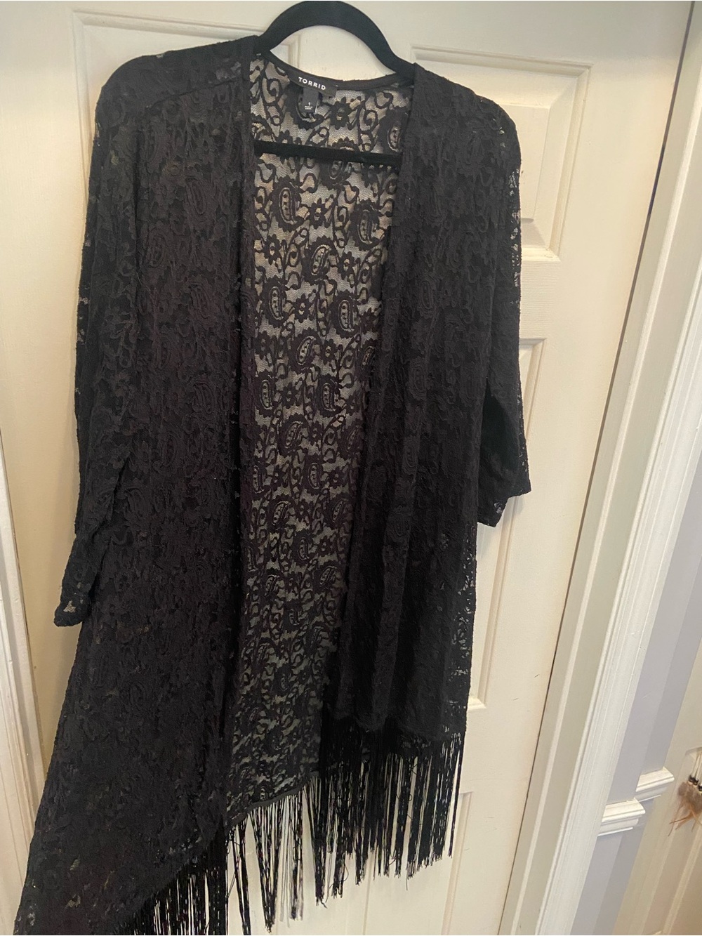Torrid 1 1x Black Lace Fringe Kimono Duster Goth Stevie Nicks Vibes